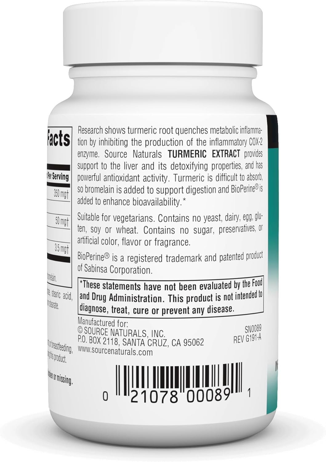 Turmeric Extract Tablets for Healthy Inflammatory Response - 100 Count by Source Naturals