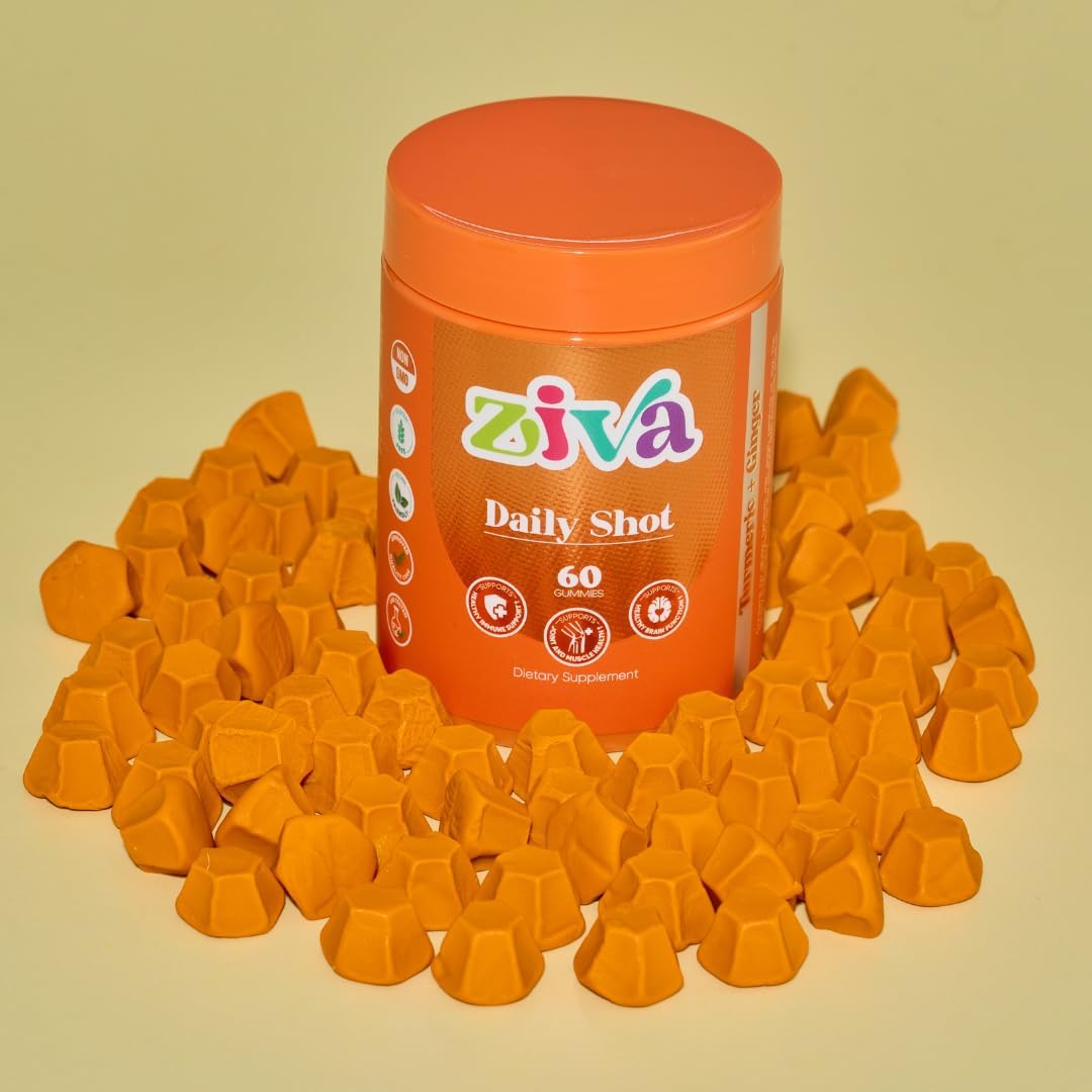 Turmeric & Ginger Daily Shot Gummies - Joint Health Supplement - 60 Gummies for Curcumin Boost