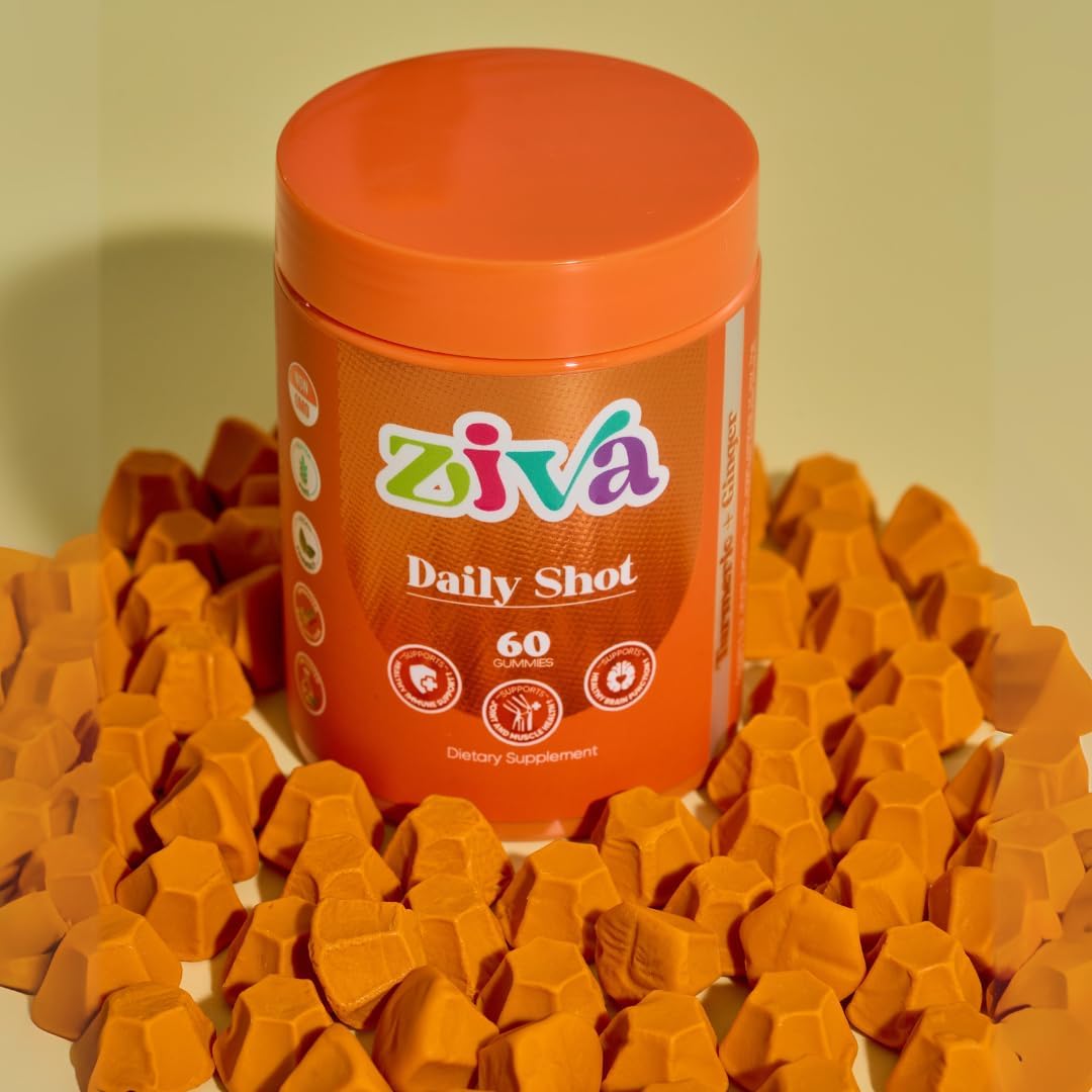 Turmeric & Ginger Daily Shot Gummies - Joint Health Supplement - 60 Gummies for Curcumin Boost