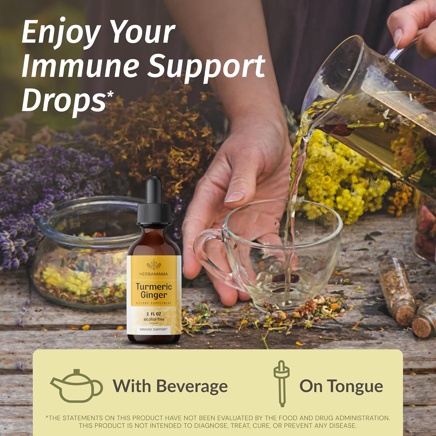 Turmeric Ginger Extract and Ashwagandha Root Tincture Bundle - Herbal Liquid Drops - Vegan, Non-GMO - 2 fl oz - Sugar & Alcohol-Free - 2 Pack