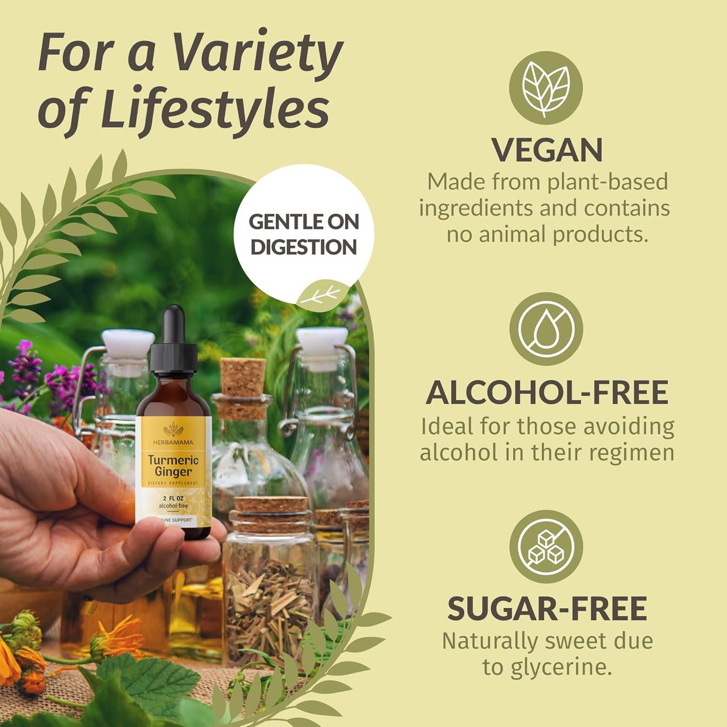 Turmeric Ginger Extract and Ashwagandha Root Tincture Bundle - Herbal Liquid Drops - Vegan, Non-GMO - 2 fl oz - Sugar & Alcohol-Free - 2 Pack