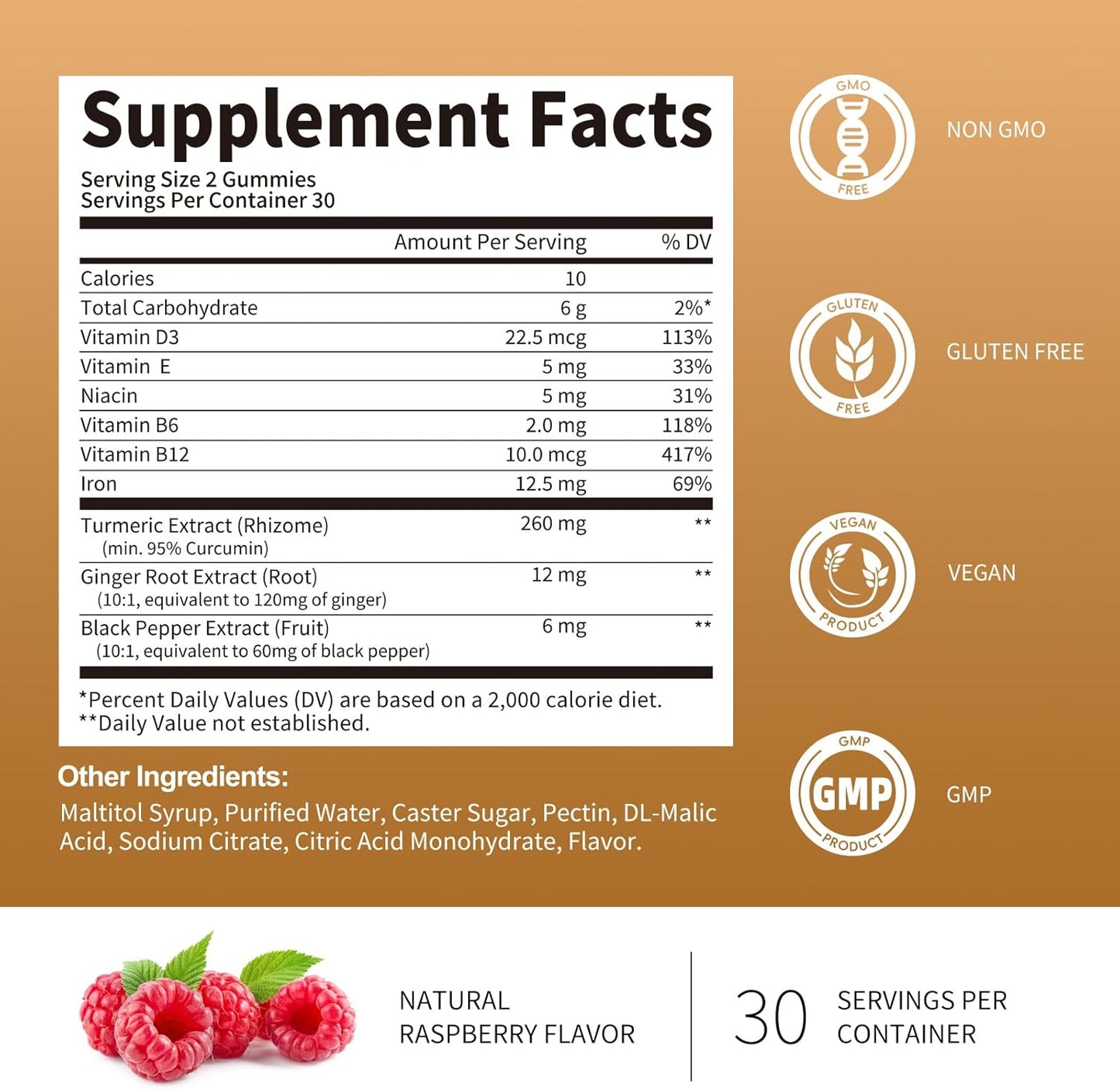 Turmeric Gummies with TMG Liquid Drops for Joint Support and Overall Wellness