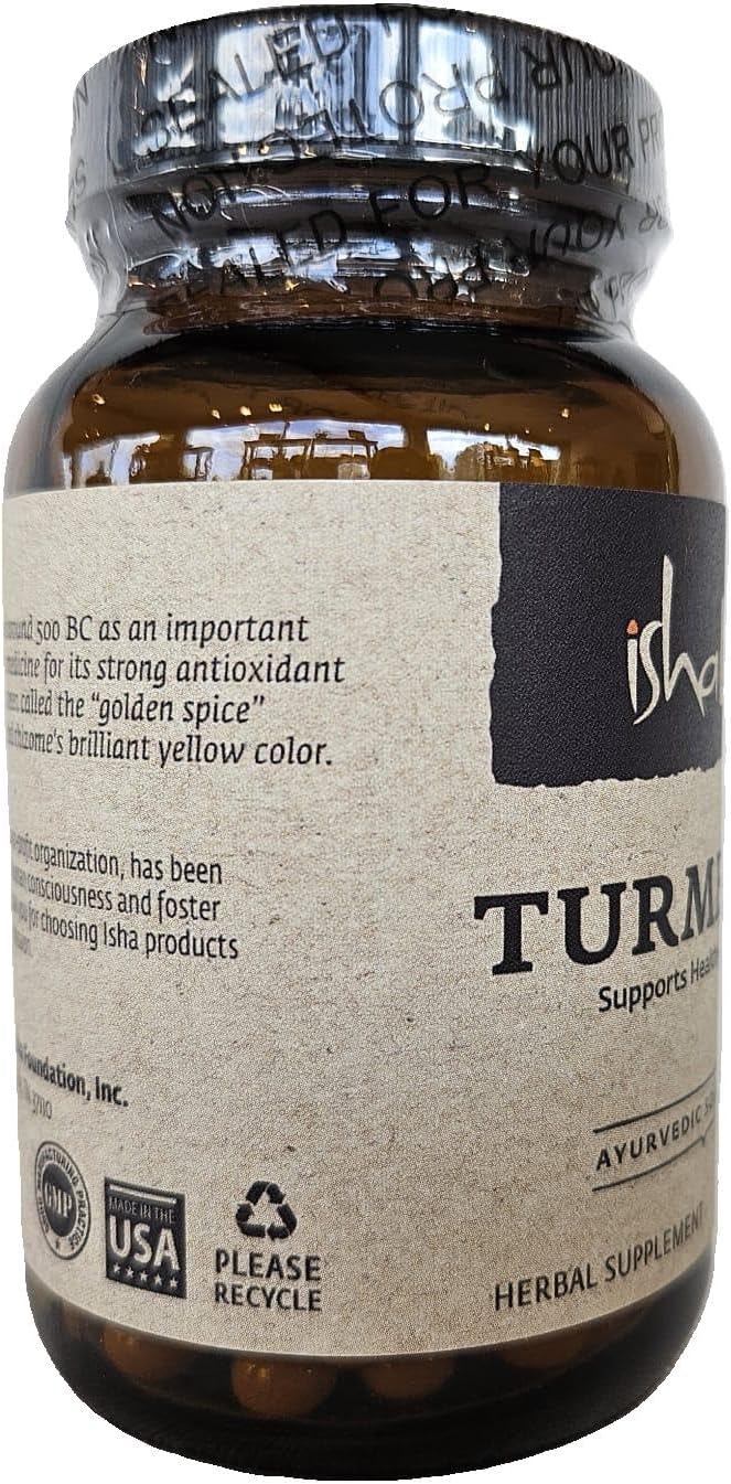 Turmeric Herbal Supplement 990mg - 90 Vegetarian Capsules, Non-GMO, Gluten Free by ISHA