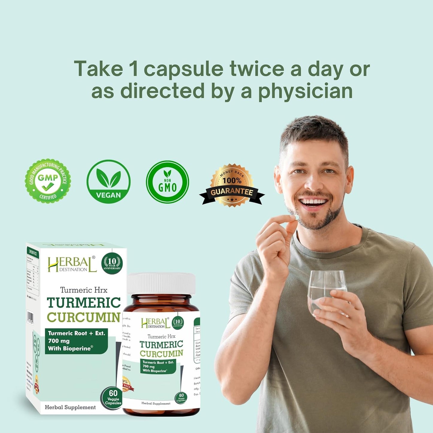 Turmeric HRX Supplement for Immune Support, Metabolism Boost, Joint Health - 60 Capsules