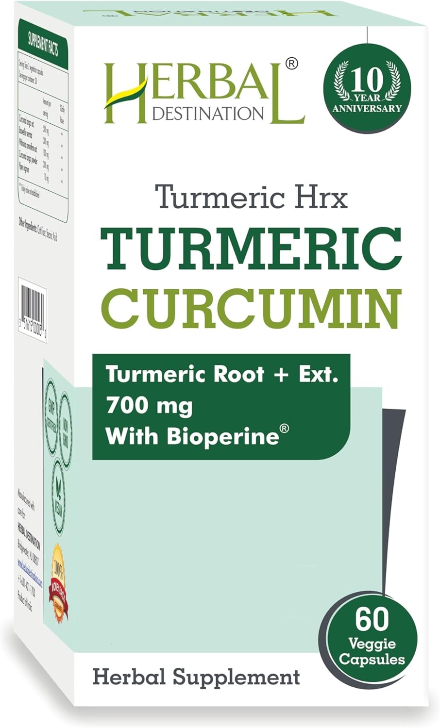 Turmeric HRX Supplement for Immune Support, Metabolism Boost, Joint Health - 60 Capsules