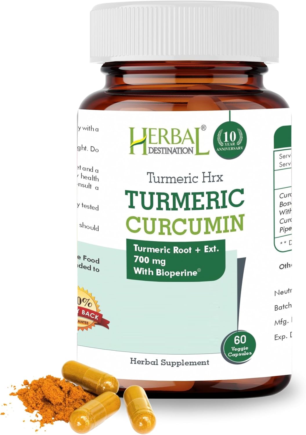Turmeric HRX Supplement for Immune Support, Metabolism Boost, Joint Health - 60 Capsules
