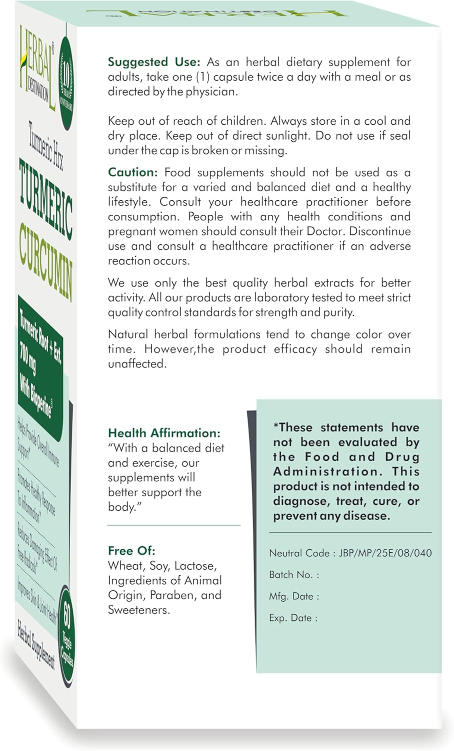 Turmeric HRX Supplement for Immune Support, Metabolism Boost, Joint Health - 60 Capsules