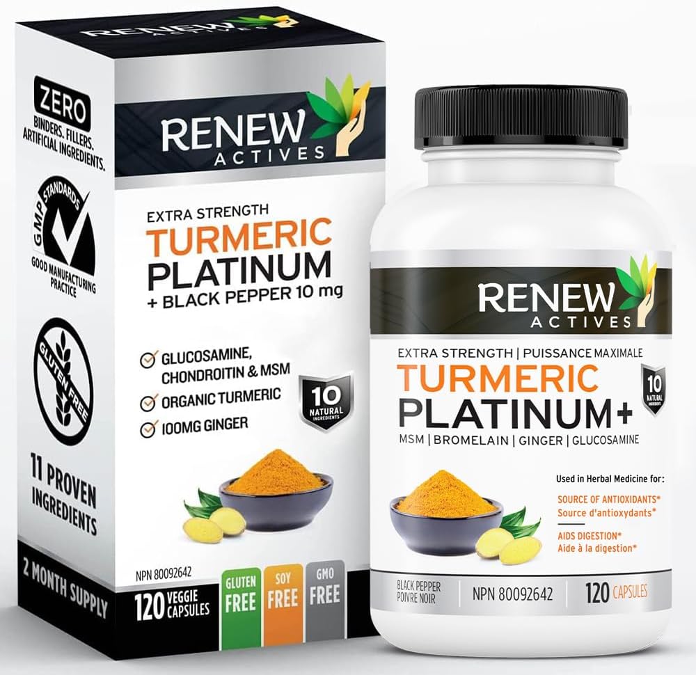Turmeric Platinum Capsules with Black Pepper & Ginger - Antioxidant, Liver Support, Digestive Health - Reduce Inflammation, Boost Immunity - 120ct