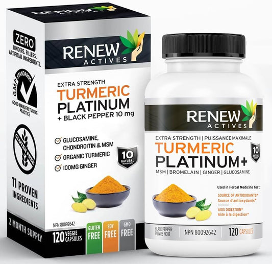 Turmeric Platinum Capsules with Black Pepper & Ginger - Antioxidant, Liver Support, Digestive Health - Reduce Inflammation, Boost Immunity - 120ct