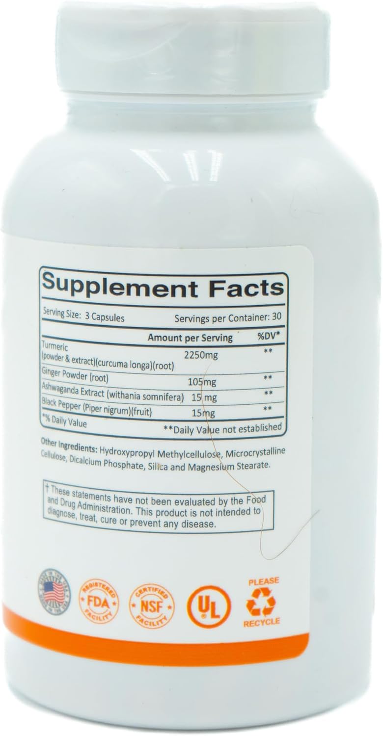 Turmeric Plus with Ginger, Ashwagandha, and Black Pepper - Powerful Blend for Health