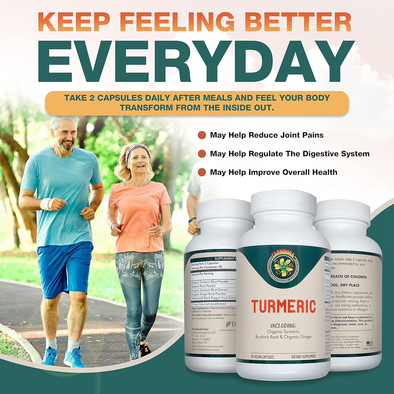 Turmeric Supplement for Joint and Digestive Health - Vegan Capsules with Antioxidant Properties and Inflammatory Support