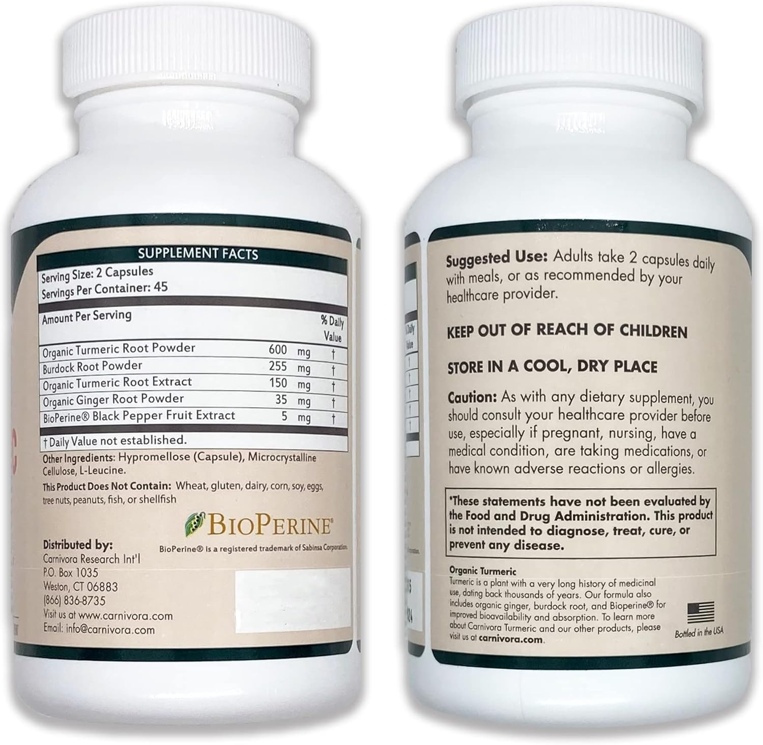 Turmeric Supplement for Joint and Digestive Health - Vegan Capsules with Antioxidant Properties and Inflammatory Support