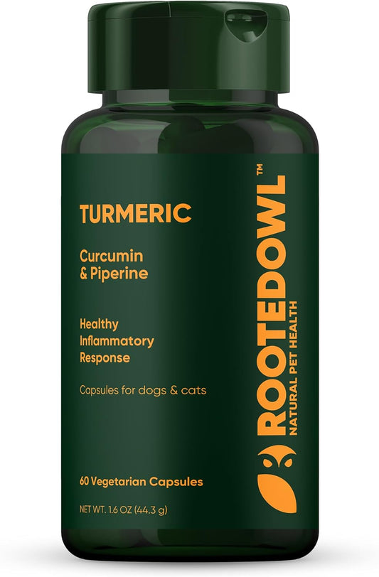 Turmeric Supplement for Pets with Curcumin, Piperine, and Vitamin C - 60 Count Anti-Inflammatory Relief Owl Turmeric