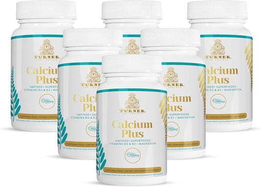 TURNER Calcium Plus with UAF1000+ Super Antioxidant - Natural Marine Supplement for Bone & Joint Health - 6 Bottles, 540 Capsules