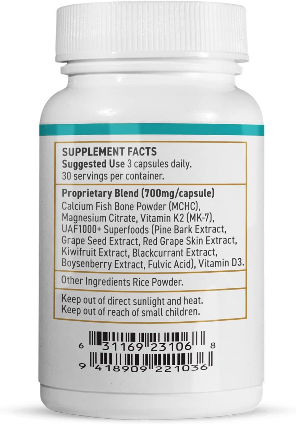 TURNER Calcium Plus with UAF1000+ Super Antioxidant - Natural Marine Supplement for Bone & Joint Health - 6 Bottles, 540 Capsules
