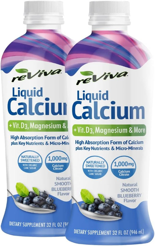 Twin Pack of Liquid ReViva Calcium Supplement for Better Absorption