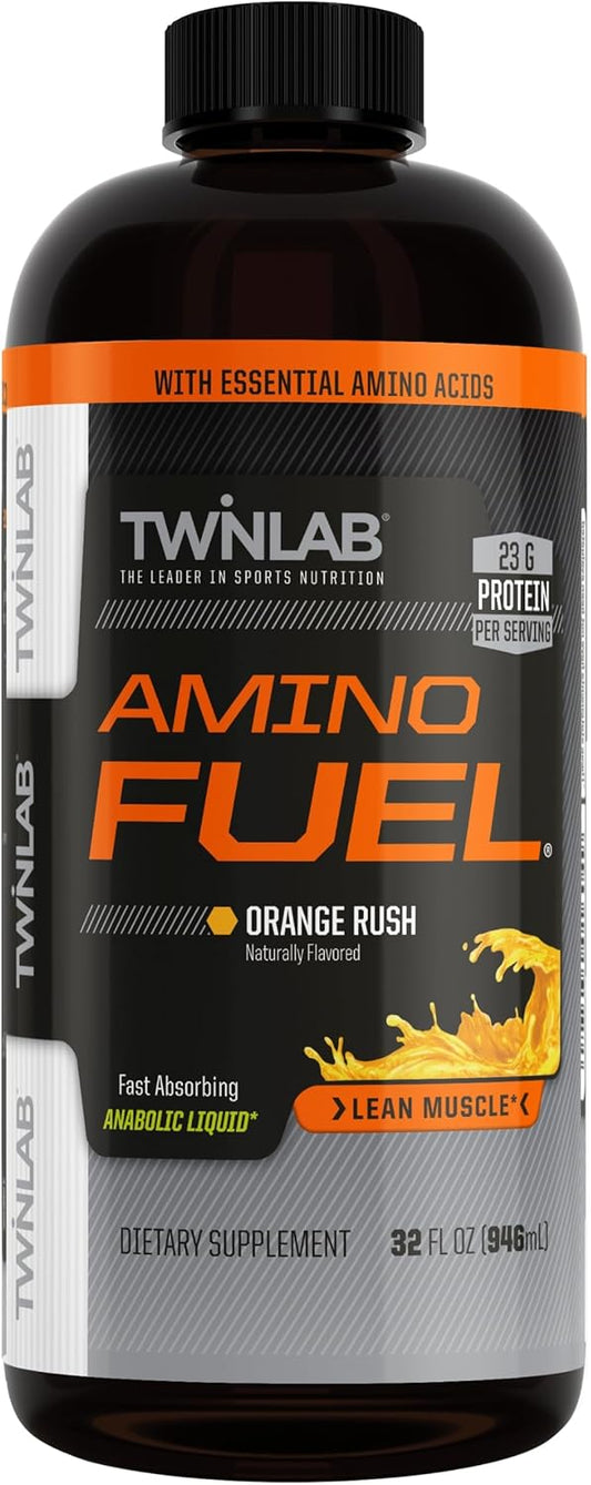 Twinlab Amino Fuel Energy Drink & Supplement - 32 fl oz, Orange Rush - Pre & Post-Workout Boost - BoostGo Australia