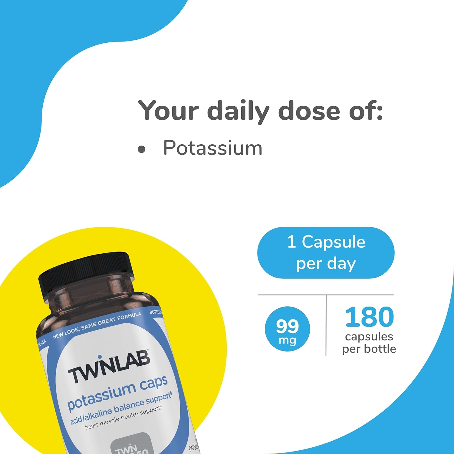 Twinlab Potassium Capsules - 360 Capsules, 99mg - Electrolyte Supplement for Muscle, Heart, and Tissue Health - Pack of 2 - BoostGo Australia