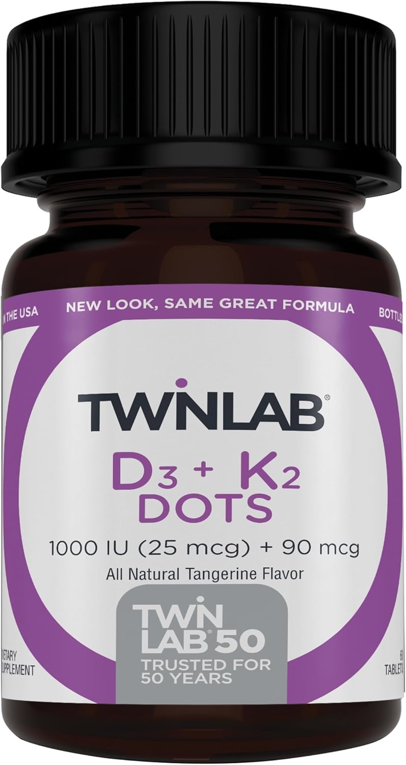 Twinlab Vitamin D3 1000 IU with K2 - Bone, Heart, and Immune Health Support - 60 Tablets