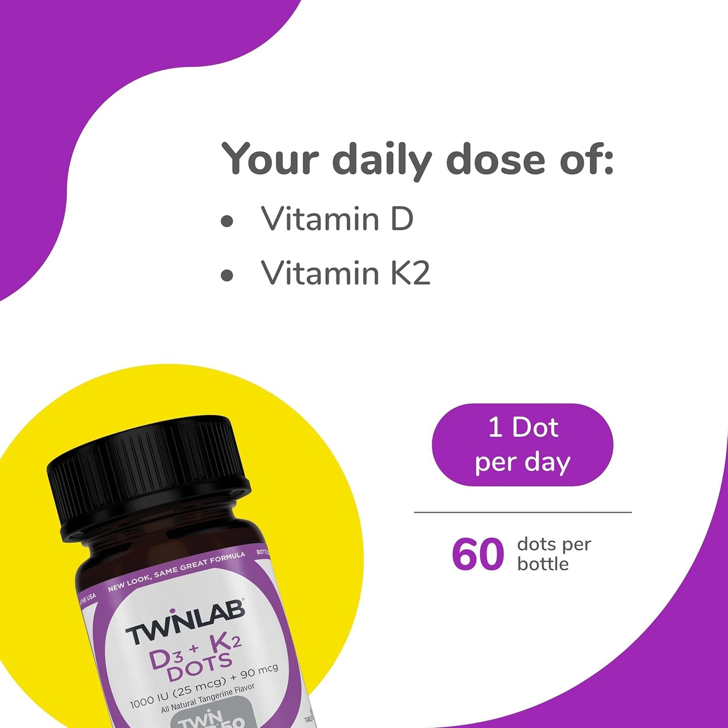 Twinlab Vitamin D3 1000 IU with K2 - Bone, Heart, and Immune Health Support - 60 Tablets