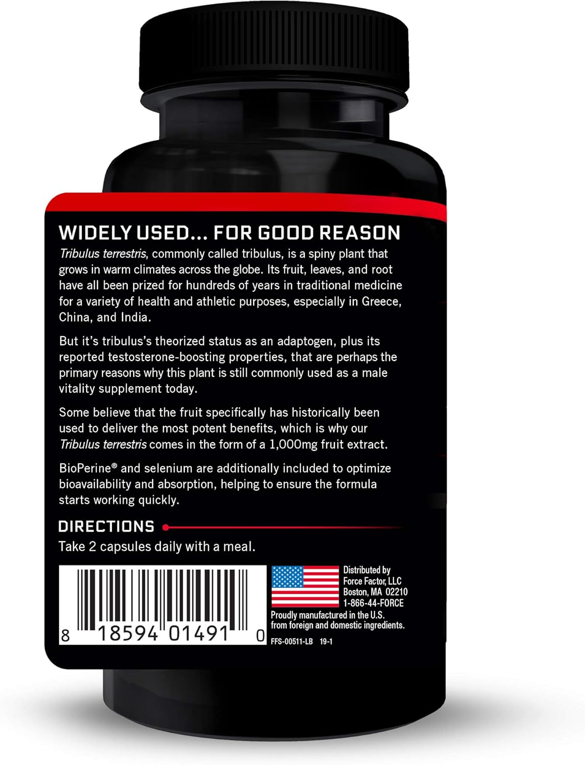 Two-Pack Force Factor Tribulus Terrestris 60ct Dietary Supplement for Men's Health