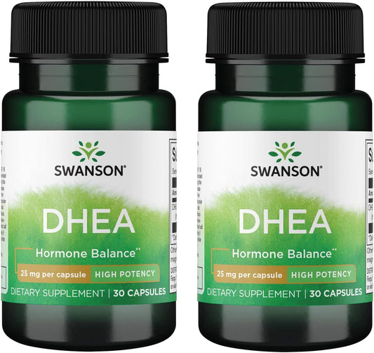 Two-Pack Swanson DHEA 25mg Capsules - 60 Count for Hormone Balance and Energy Boost