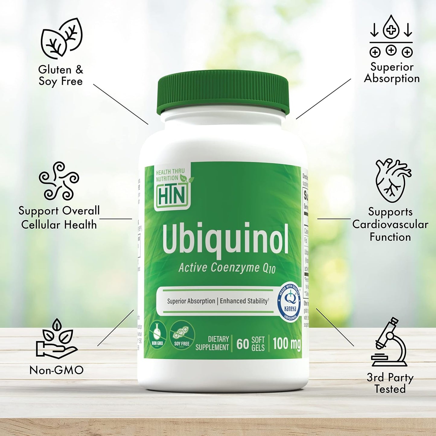 Ubiquinol 100mg Softgels with Kaneka QH CoQ-10 | Cardiovascular & Mitochondria Support | Enhanced Bioavailability | Non-GMO | 3rd Party Tested