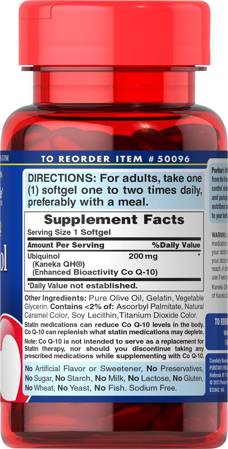 Ubiquinol 200mg Softgels for Heart Health - 60 Count by Puritan's Pride