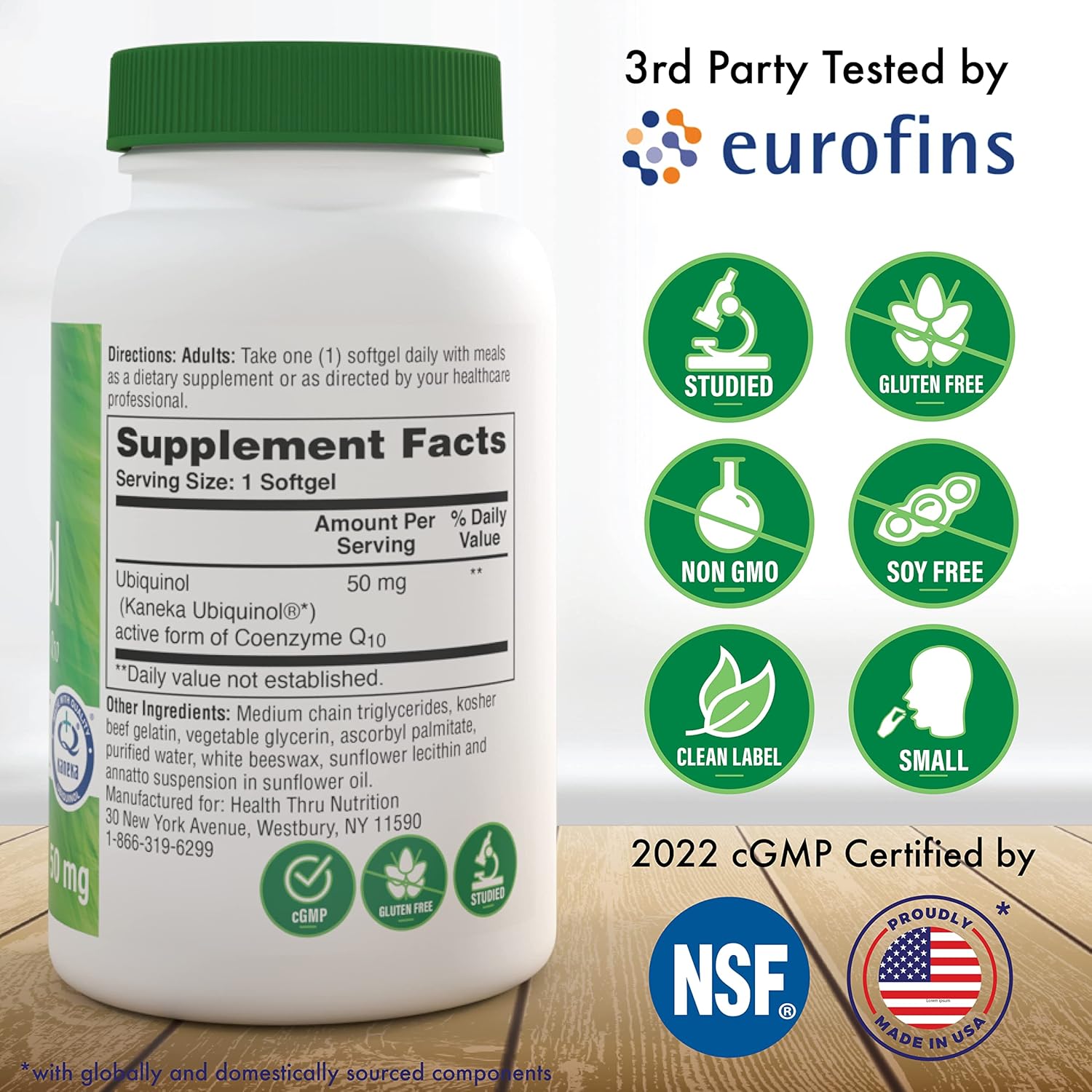 Ubiquinol 50mg Softgels with Kaneka QH CoQ-10 | Cardio & Mitochondria Support | High Bioavailability | Non-GMO | 90 Count