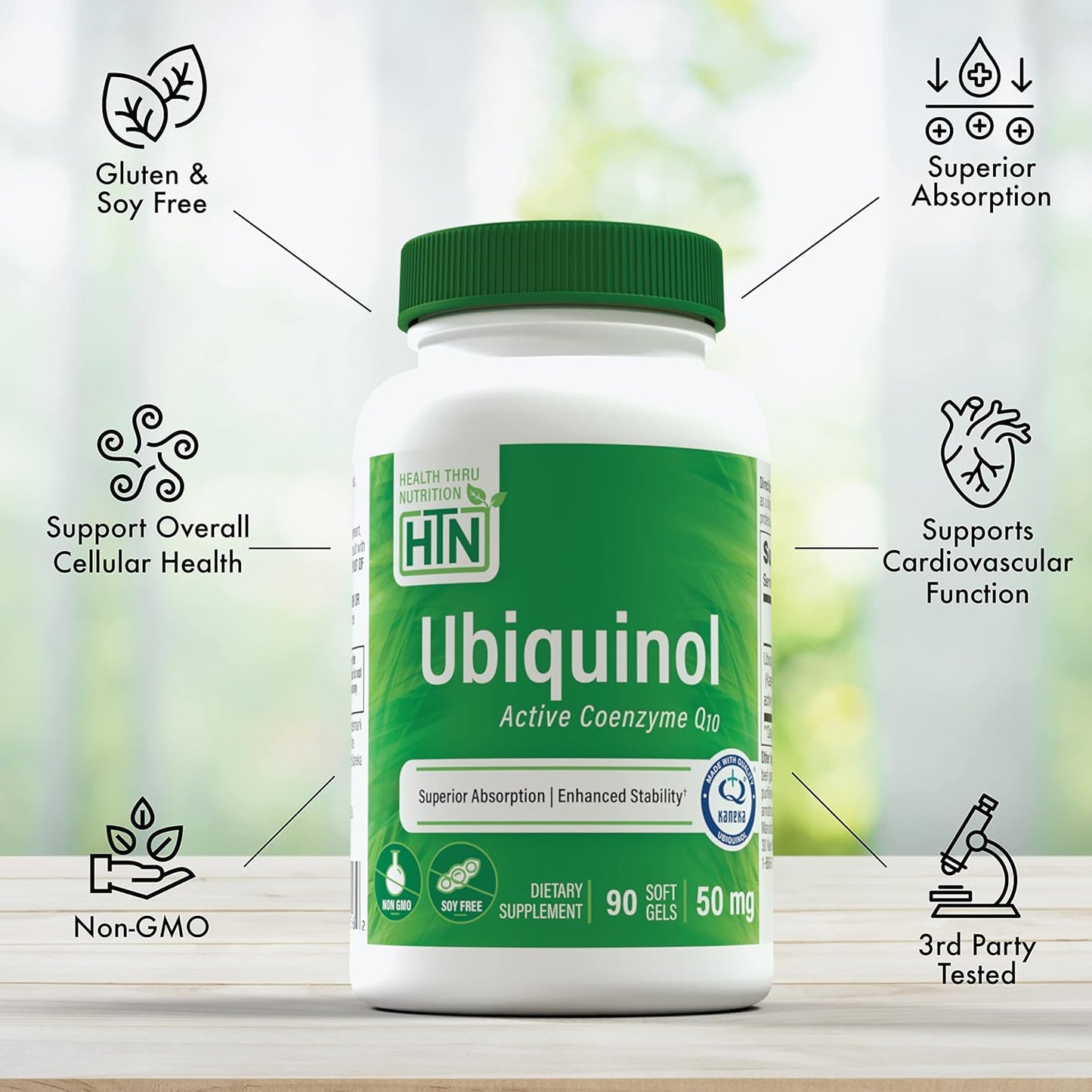 Ubiquinol 50mg Softgels with Kaneka QH CoQ-10 | Cardio & Mitochondria Support | High Bioavailability | Non-GMO | 90 Count