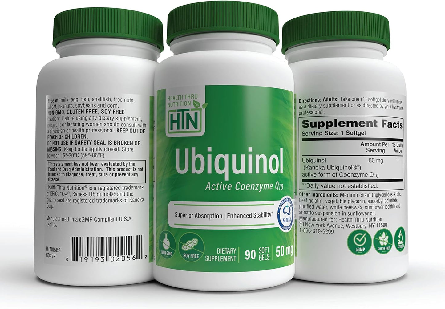 Ubiquinol 50mg Softgels with Kaneka QH CoQ-10 | Cardio & Mitochondria Support | High Bioavailability | Non-GMO | 90 Count
