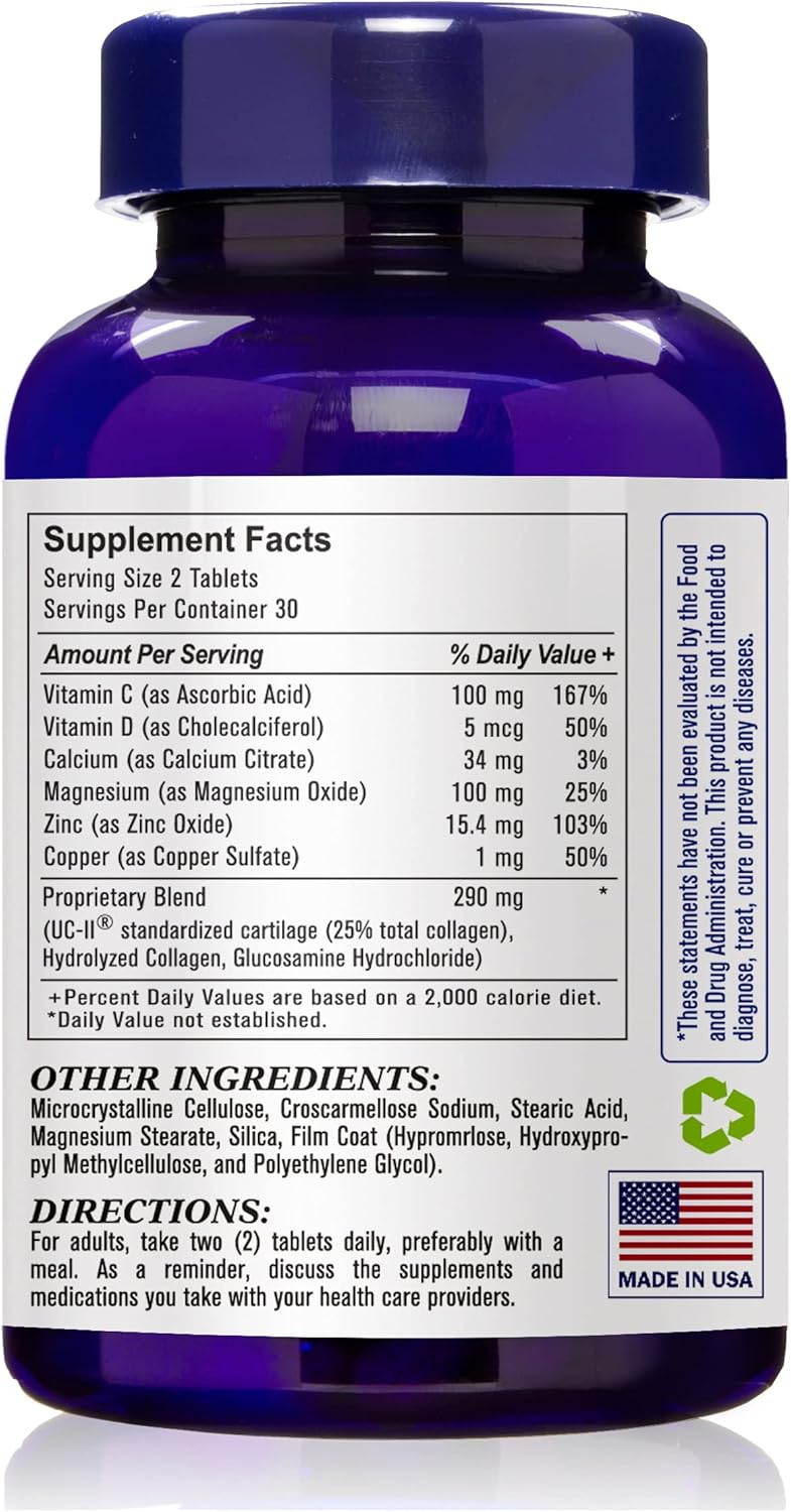 UC II Complex (Comprehensive Formula to Support Joint Integrity, Movement and Flexibility), GMP, Natural Product Assn Certified, Made in USA - 60 Tablets