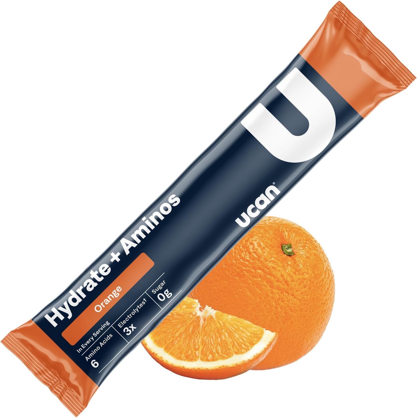 UCAN Hydrate + Aminos Packets, Orange, 10 Count - Keto-Friendly Electrolyte & Muscle Recovery Supplement for Runners & Athletes