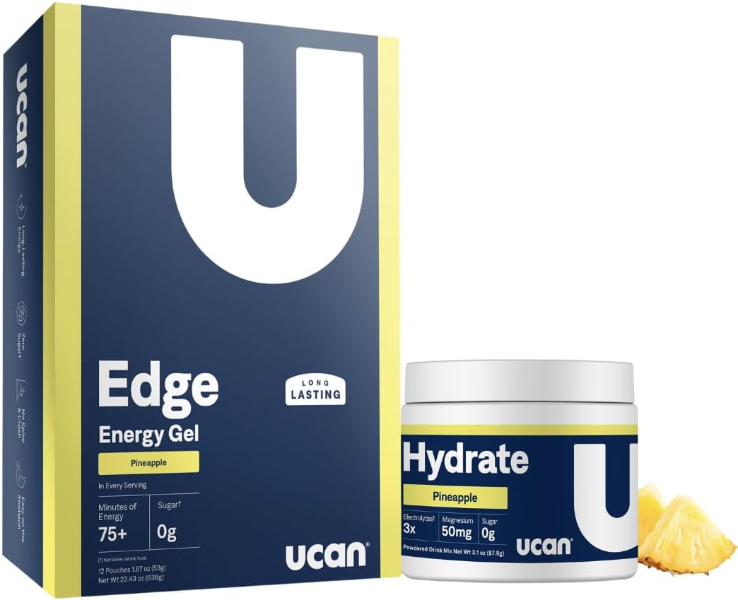 UCAN Pineapple Edge Energy Gel & Hydrate - Ideal for Running, Training, Fitness, Cycling, Crossfit | Sugar-Free, Vegan, Keto-Friendly Supplement