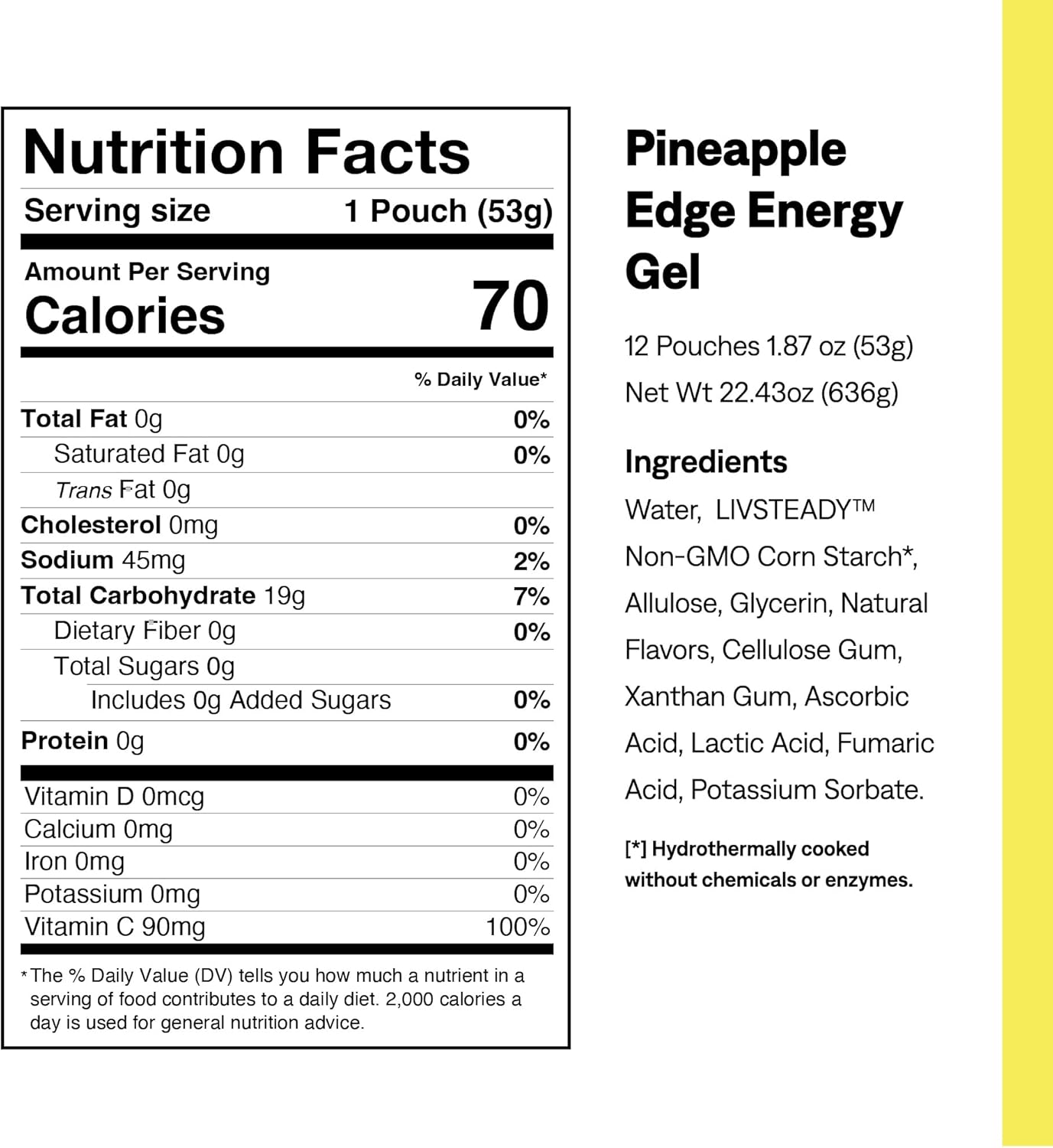 UCAN Pineapple Edge Energy Gel & Hydrate - Ideal for Running, Training, Fitness, Cycling, Crossfit | Sugar-Free, Vegan, Keto-Friendly Supplement