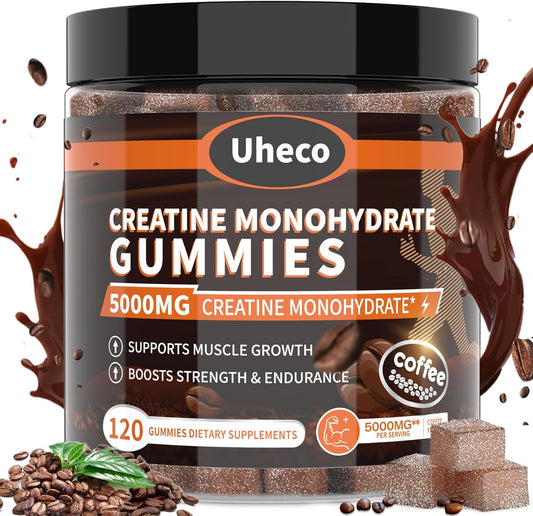 Uheco Coffee Flavor Creatine Gummies 5000mg with L-Taurine, Vitamin B12, Betaine, L-Citrulline - Muscle Strength and Endurance - 116 Count