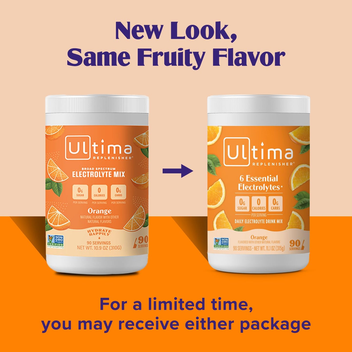 Ultima Replenisher Orange Electrolyte Powder Drink Mix - 90 Servings - Hydration Powder with 6 Key Electrolytes and Trace Minerals - Keto Friendly, Vegan, Non-GMO, Sugar-Free