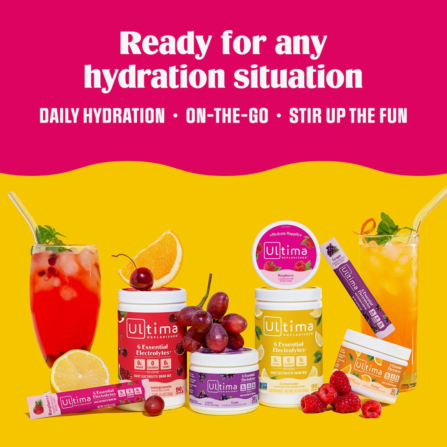 Ultima Replenisher Passionfruit Electrolyte Powder Drink Mix - 30 Servings - Hydration Powder with 6 Electrolytes & Trace Minerals - Keto Friendly, Non-GMO, Sugar-Free