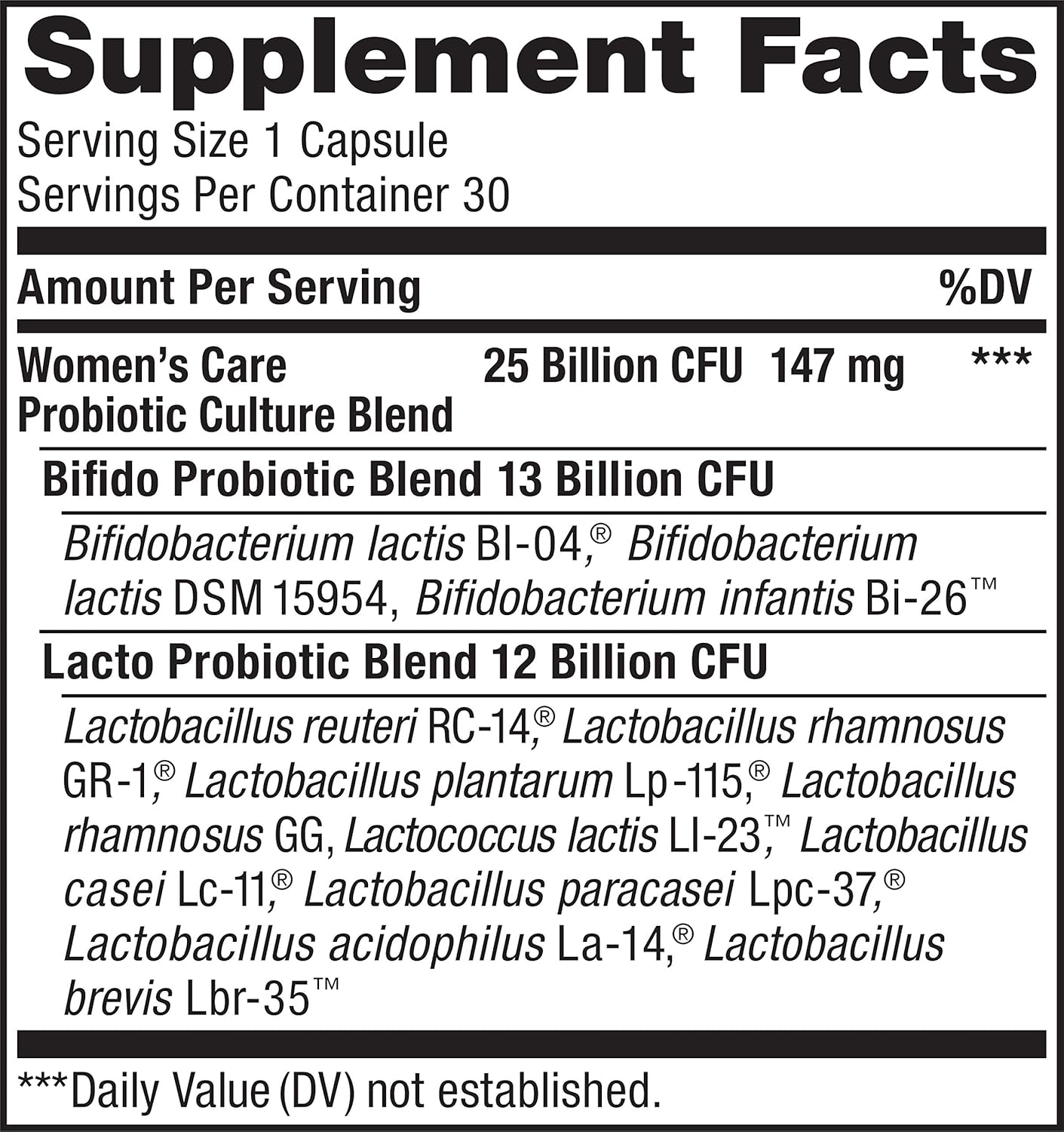 Ultimate Flora Probiotic Women's Care - 25 Billion CFU - 30 Veg Capsules, Women's Probiotic Supplement