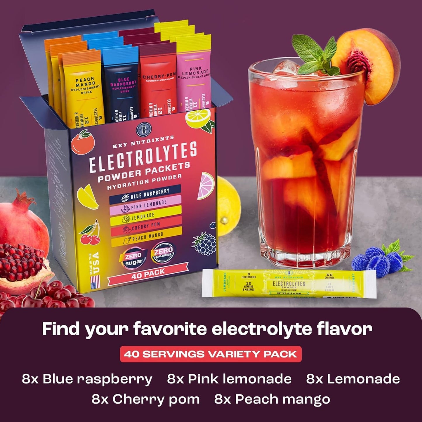 Ultimate Hydration & Multivitamin Duo: 20-Pack Variety with 5 Flavors + 90-Serving Tropical Peach Mango Electrolytes Powder