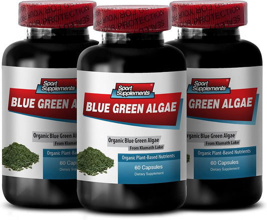 Ultimate Immune System Boost - Klamath Blue Green Algae Capsules & Tablets, Spirulina Powder, Chlorella Tablets - 3 Bottles, 180 Caps