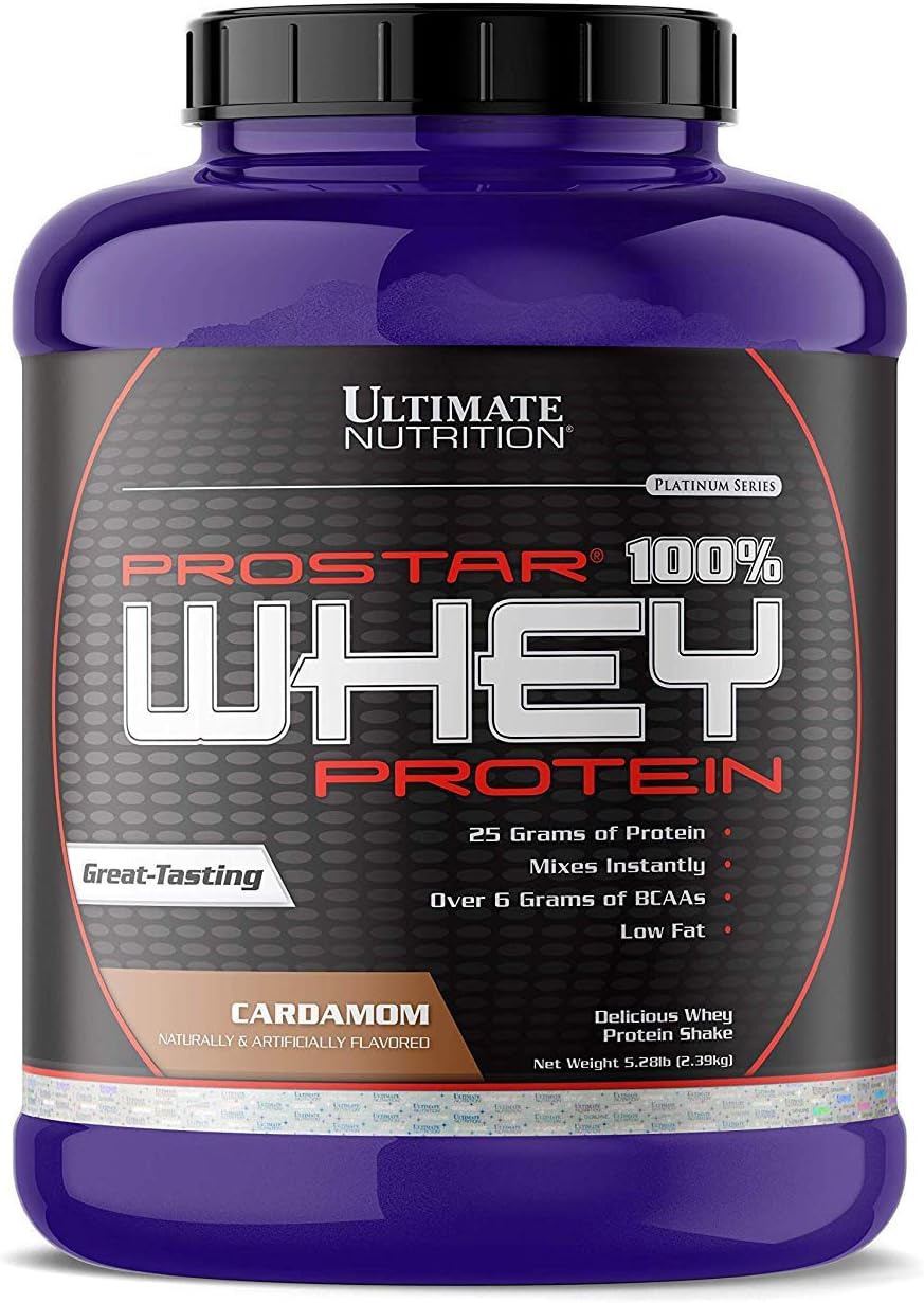 Ultimate Nutrition Prostar Whey Protein Isolate Powder with Cardamom - Ideal for Muscle Gain & Recovery - Keto Friendly Low Carb Shake - 5.28 lbs Tub