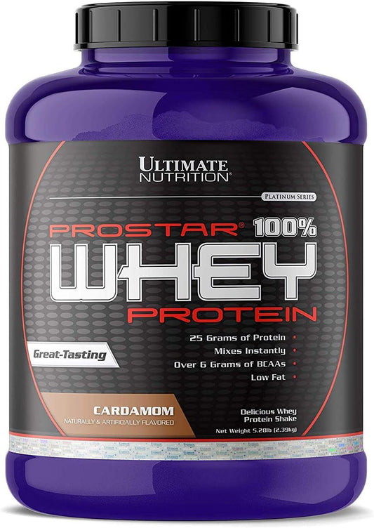 Ultimate Nutrition Prostar Whey Protein Isolate Powder with Cardamom - Ideal for Muscle Gain & Recovery - Keto Friendly Low Carb Shake - 5.28 lbs Tub