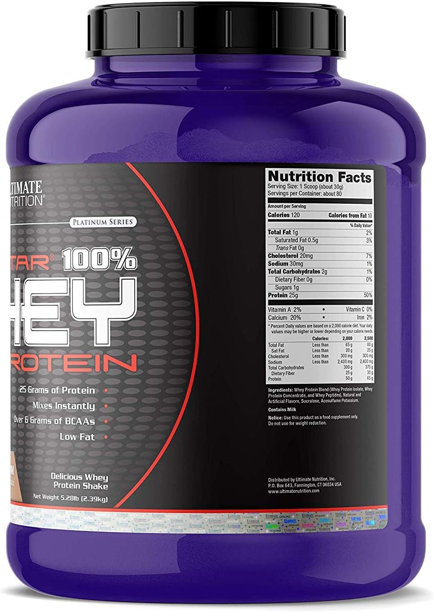 Ultimate Nutrition Prostar Whey Protein Isolate Powder with Cardamom - Ideal for Muscle Gain & Recovery - Keto Friendly Low Carb Shake - 5.28 lbs Tub