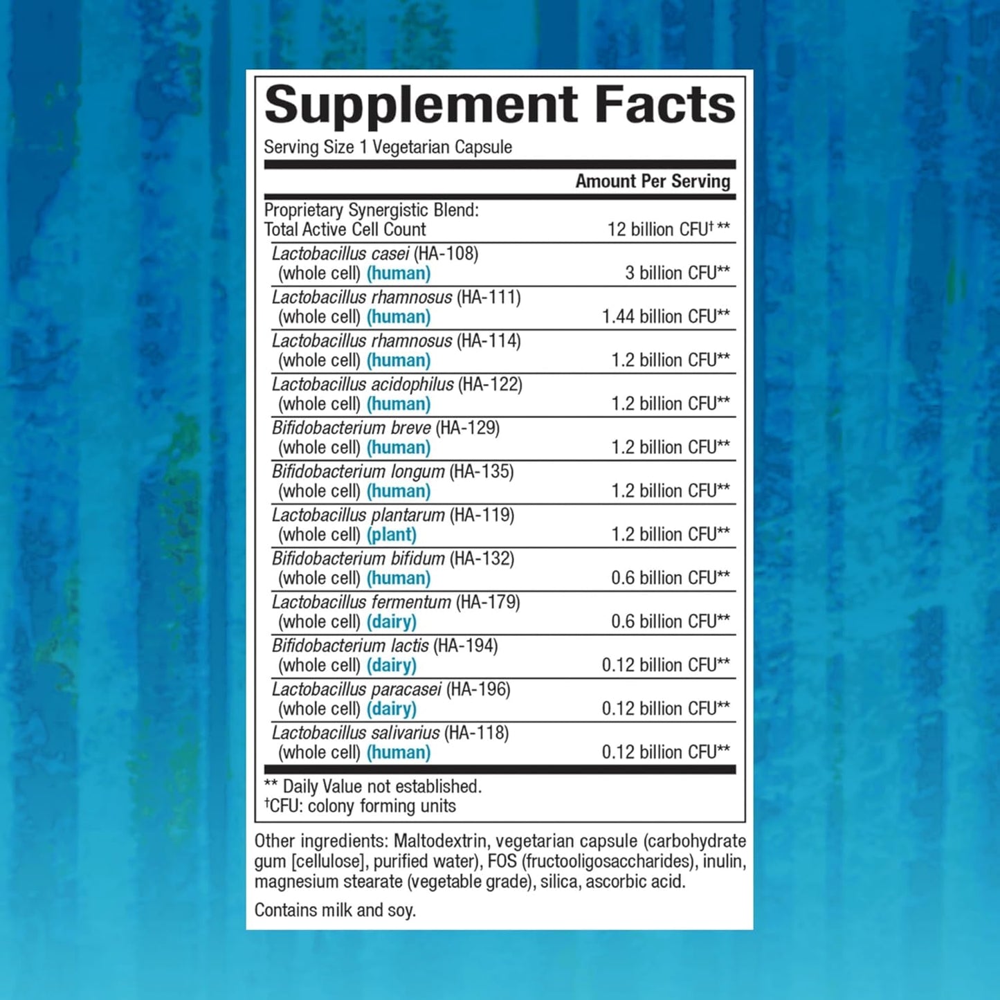 Ultimate Probiotic 12/12 Formula: 12 Strains, 12 Billion CFU, 120 Vegetarian Capsules for Digestive Support