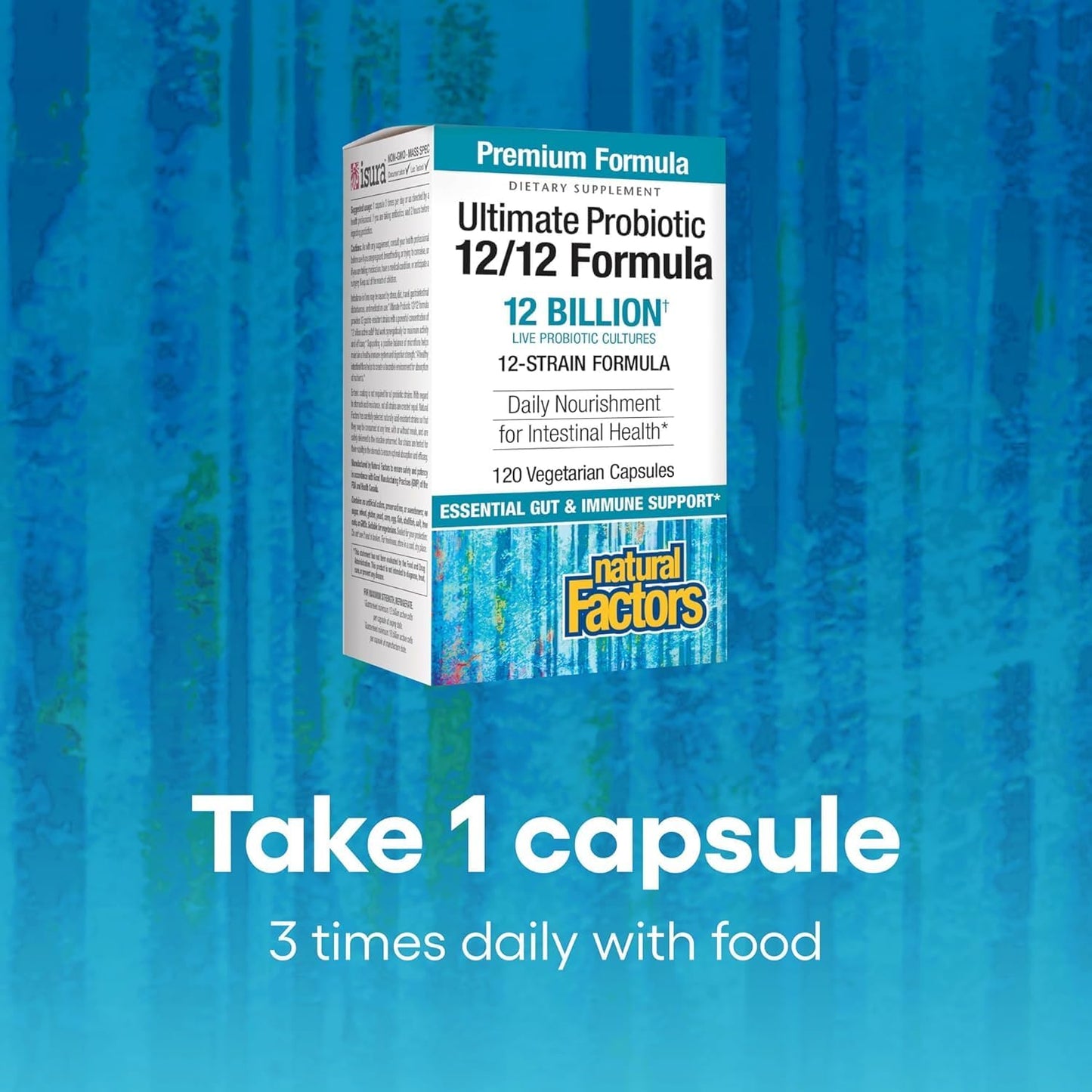 Ultimate Probiotic 12/12 Formula: 12 Strains, 12 Billion CFU, 120 Vegetarian Capsules for Digestive Support