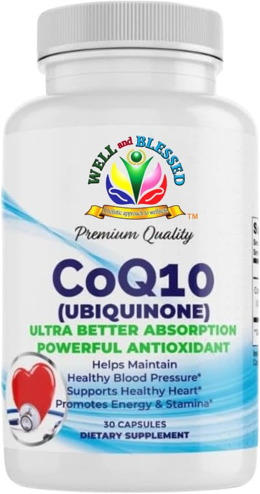 Ultra Absorption CoQ10 Supplement - 30 Capsules for Energy and Stamina - Vegan Formula - No Artificial Additives