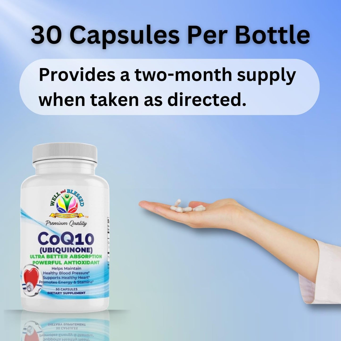 Ultra Absorption CoQ10 Supplement - 30 Capsules for Energy and Stamina - Vegan Formula - No Artificial Additives