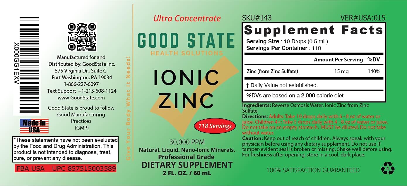 Ultra Concentrated Ionic Liquid Zinc Supplement for Optimal Health and Wellness