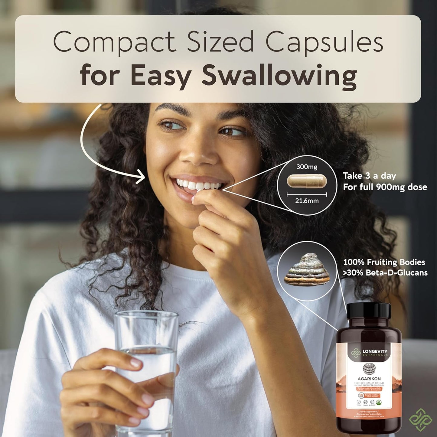 Ultra Concentrated Wildcrafted Agarikon Mushroom Capsules for Immune Support - 100% Fruiting Body Supplement - 120 Capsules